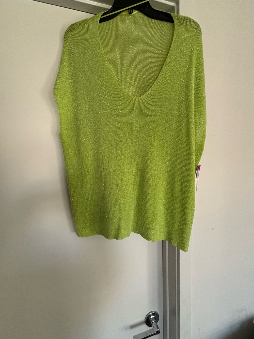 Vince Camuto Lime Green V-Neck Lightweight Sweater